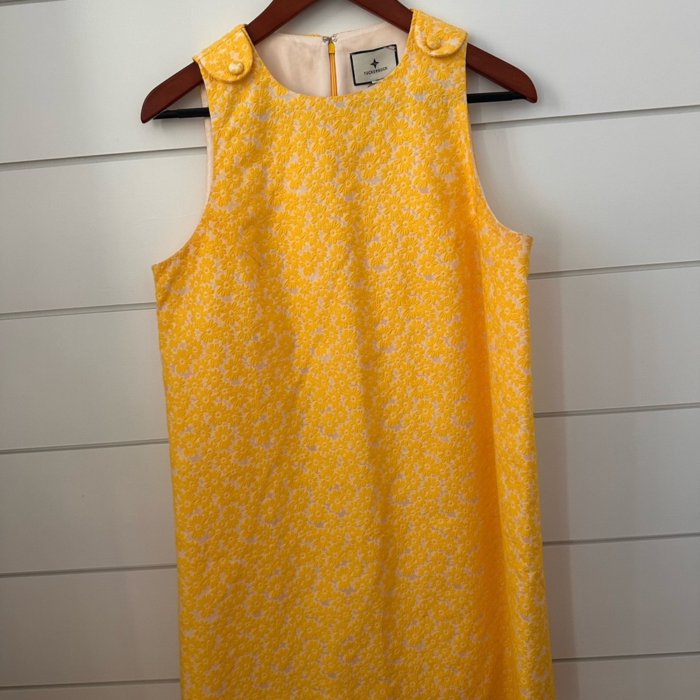 Tuckernuck yellow daisy jacquard grace dress.